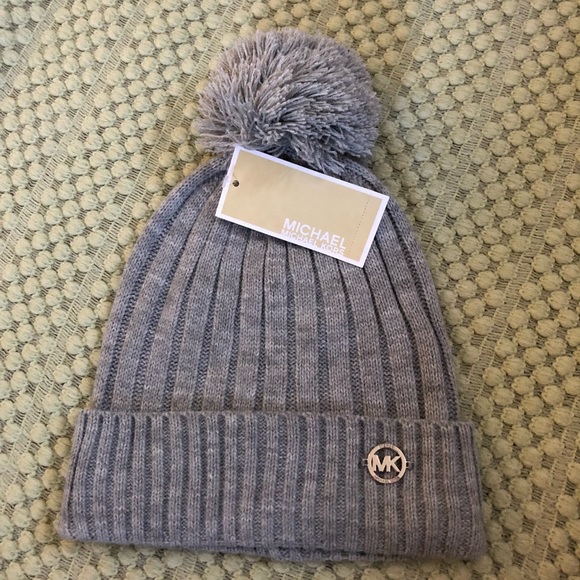 MICHAEL Michael Kors Accessories - NWT Michael Kors Gray Pom Beanie OS